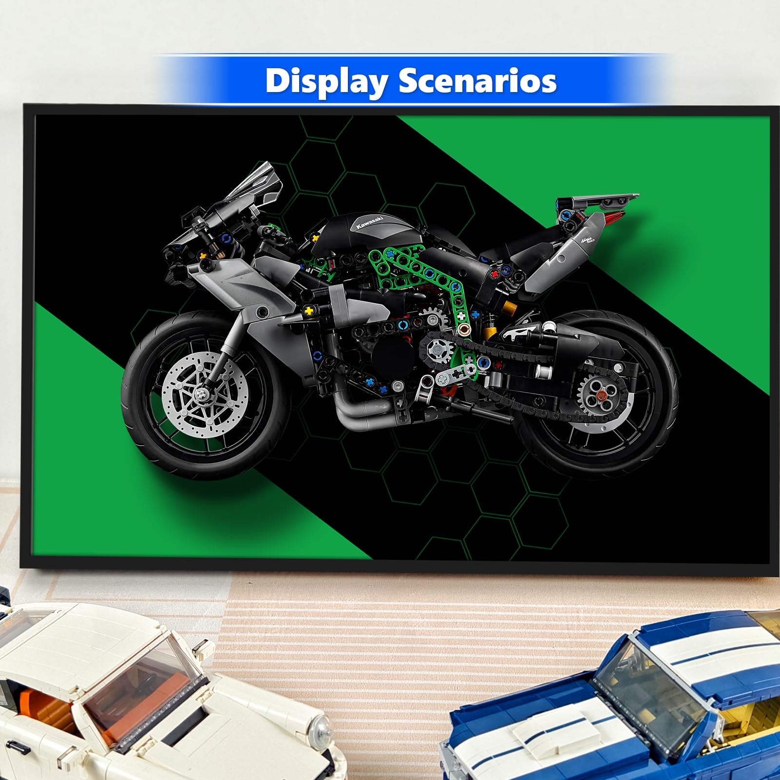 【しな】galeria マットフレーム icuanuty Wall Picture Display for Lego Technic Kawasaki Ninja H2R